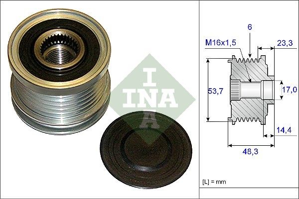 INA 535 0204 10 SAAB Alternator clutch pulley in original quality