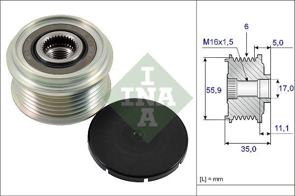 535022210 Alternator Freewheel Clutch 535 0222 10 INA Width: 35mm, Requires special tools for mounting