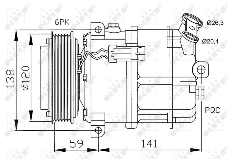 NRF 32191 Air conditioning compressor PXV16, 12V, PAG 46, with PAG compressor oil