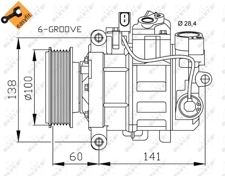 A4 B7 Convertible (8HE) Air conditioning parts - Air conditioning compressor NRF 32263