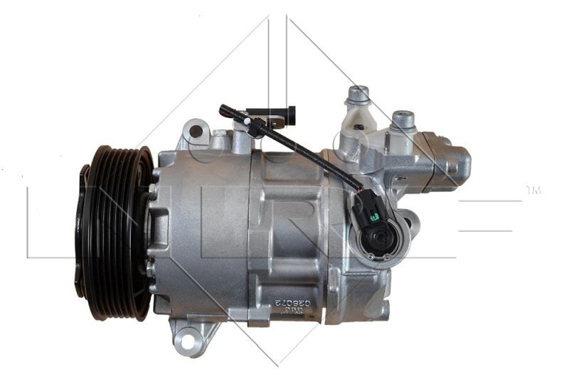 NRF 32463 Air conditioning compressor CSE613E, 12V, PAG 46, with PAG compressor oil, with seal ring