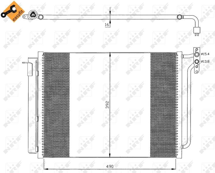 NRF Quality Grade: Easy Fit, EASY FIT 35406 Air conditioning condenser with dryer, with seal ring, 15mm, 13,5mm, Aluminium, 490mm