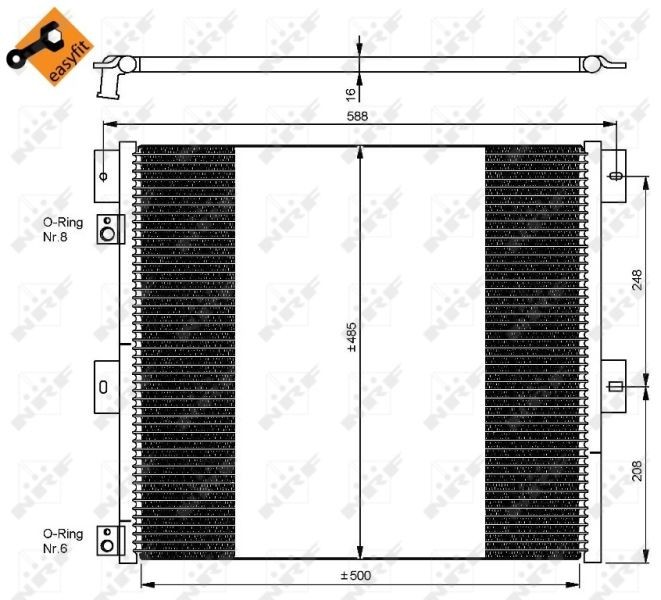 NRF Quality Grade: Easy Fit, EASY FIT 35924 Air conditioning condenser with seal ring, 14,2mm, 11,2mm, Aluminium, 500mm