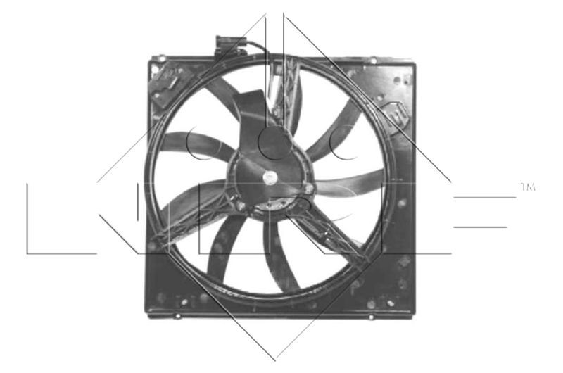 47052 NRF Cooling fan RENAULT D1: 380 mm, 12V, 200W, with radiator fan shroud