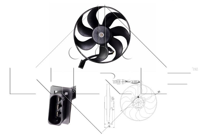 NRF D1: 350 mm, 12V, 250W, without radiator fan shroud Cooling Fan 47064 buy