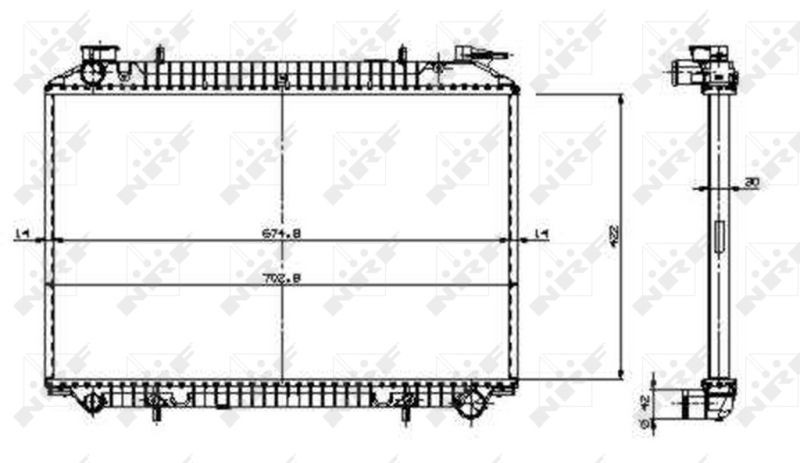 509534 Radiator 509534 NRF Aluminium, 703 x 422 x 30 mm, with mounting parts, Brazed cooling fins