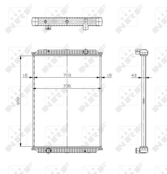 509564 Radiator 509564 NRF Aluminium, 970 x 735 x 48 mm, without frame, Brazed cooling fins