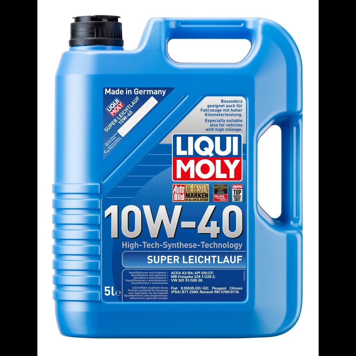 LIQUI MOLY Leichtlauf, Super 1301 Engine oil 10W-40, 5l, Part Synthetic Oil