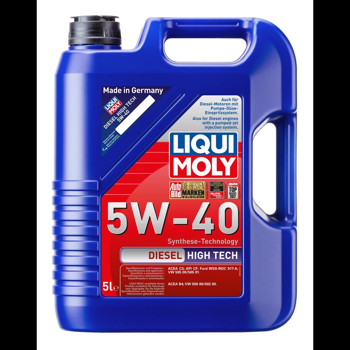 Buy Engine oil LIQUI MOLY petrol 1332 Diesel, High Tech 5W-40, 5l, Part Synthetic Oil