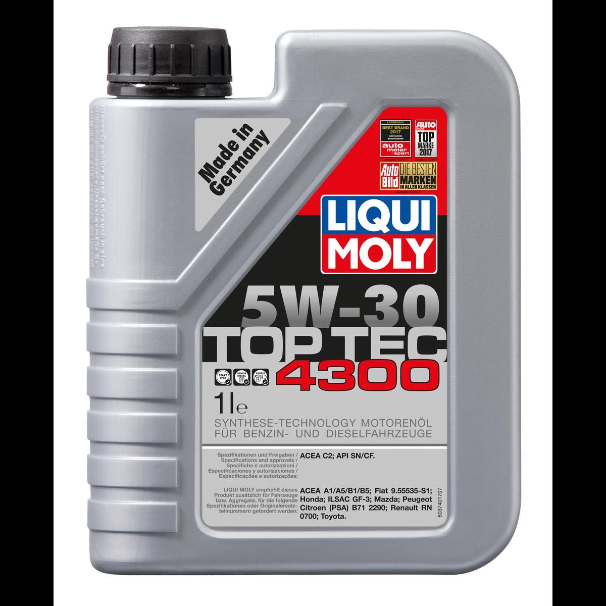 LIQUI MOLY Top Tec, 4300 5W-30, 1l, Full Synthetic Oil Motor oil 3740 buy