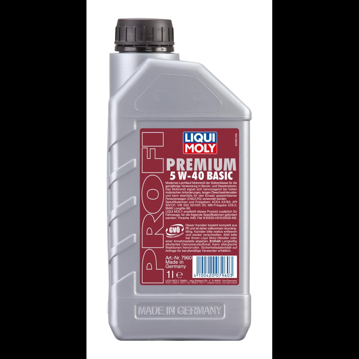 LIQUI MOLY Profi Premium, Basic 5W-40, 1l, Synthetic Oil Motor oil 7960 buy