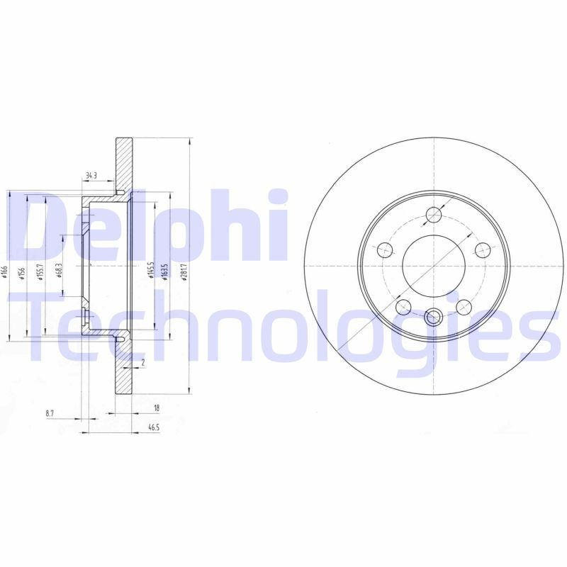 DELPHI BG3415 Brake disc 701615301G