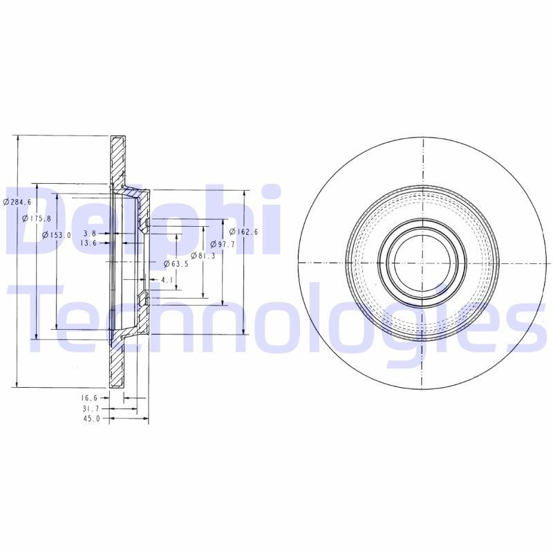 DELPHI BG3416 Disco freno 280x12mm, 5, pieno, Oleato, non trattato, senza cuscinetto ruota, senza anello sensore ABS