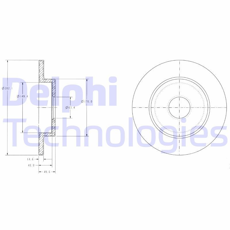DELPHI BG3761 Disco freno 278x10mm, 5, pieno, Oleato, non trattato, senza cuscinetto ruota, senza anello sensore ABS