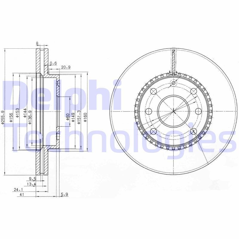 DELPHI 256x24mm, 4, Vented, Oiled, Untreated Ø: 256mm, Num. of holes: 4, Brake Disc Thickness: 24mm Brake rotor BG3790 buy