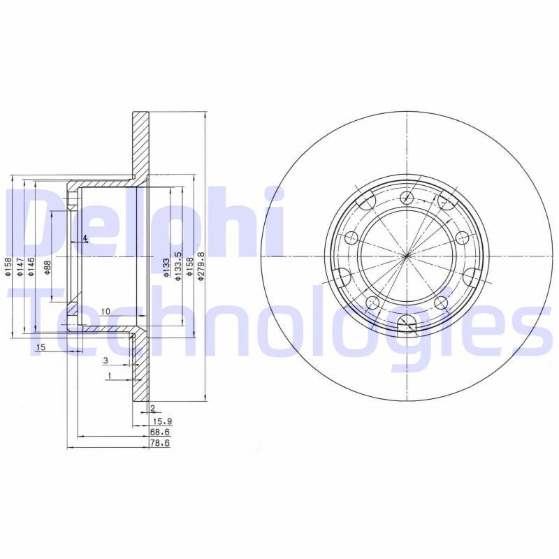 DELPHI 280x16mm, 5, solid, Oiled, Untreated Ø: 280mm, Num. of holes: 5, Brake Disc Thickness: 16mm Brake rotor BG2265 buy