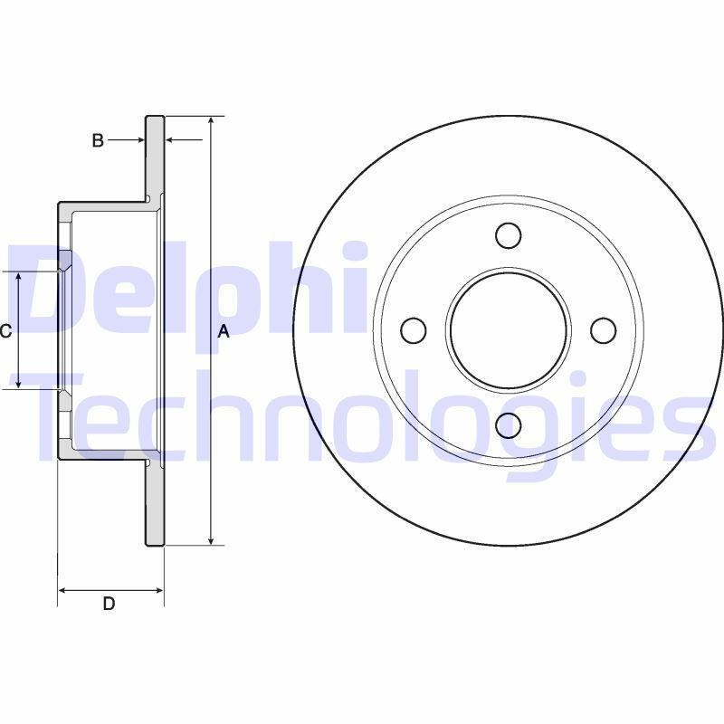 DELPHI BG2343 Disco freno 245x10mm, 4, pieno, Oleato, non trattato, senza cuscinetto ruota, senza anello sensore ABS