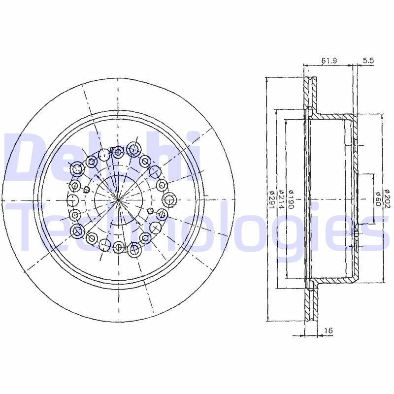 DELPHI 254x24,5mm, 5, Vented, Oiled, Untreated Ø: 254mm, Num. of holes: 5, Brake Disc Thickness: 24,5mm Brake rotor BG2662 buy