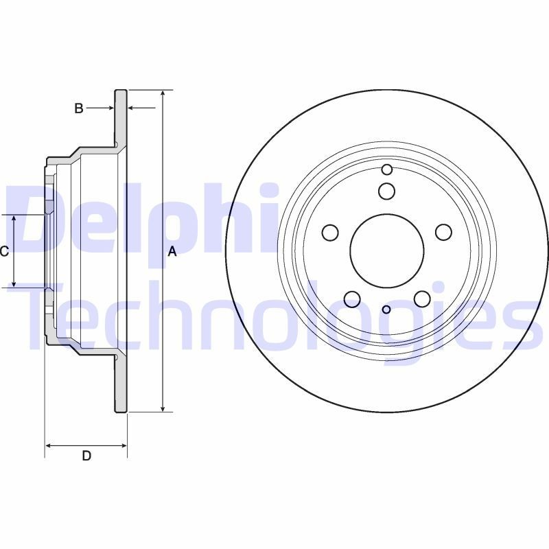 DELPHI 295x9,6mm, 5, solid, Oiled, Untreated Ø: 295mm, Num. of holes: 5, Brake Disc Thickness: 9,6mm Brake rotor BG2842 buy