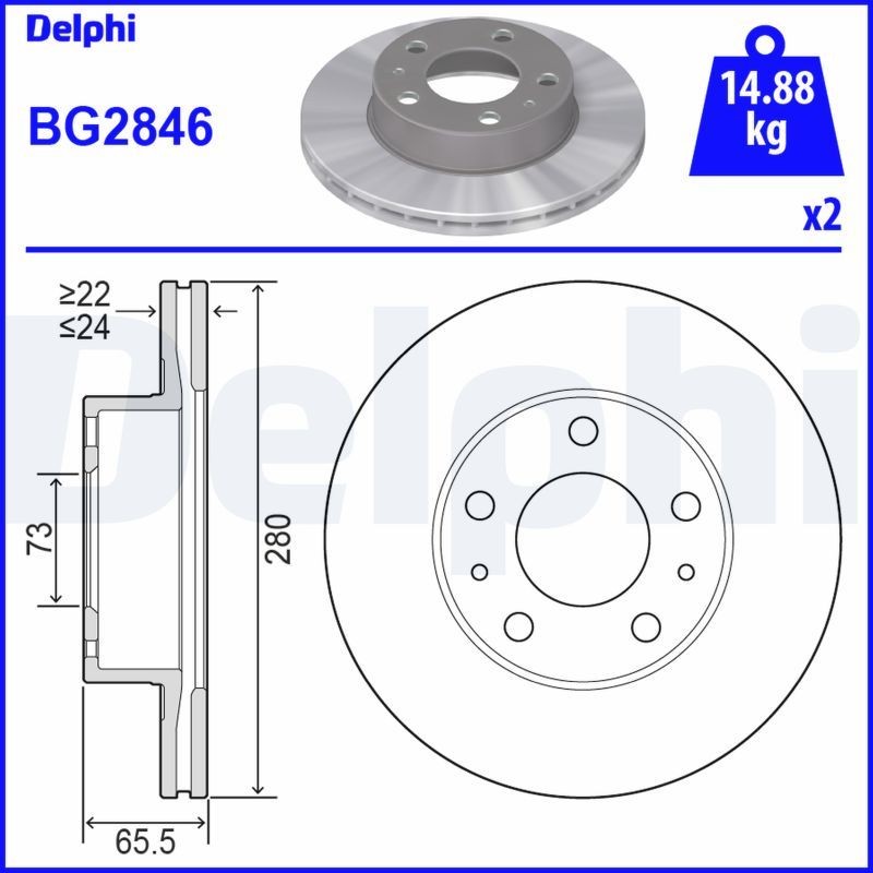 DELPHI BG2846 Brake disc 4246L3