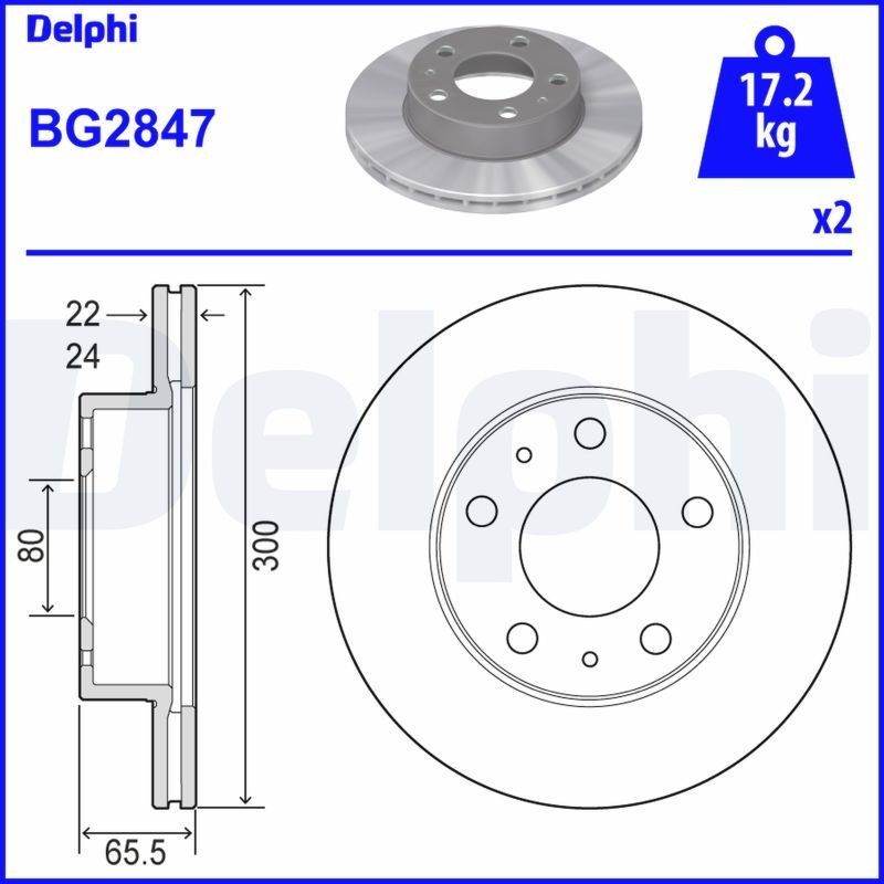 DELPHI BG2847 Brake disc 4249-A0