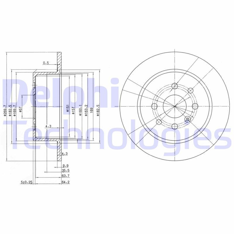 DELPHI 270x10mm, 4, solid, Oiled, Untreated Ø: 270mm, Num. of holes: 4, Brake Disc Thickness: 10mm Brake rotor BG3141 buy