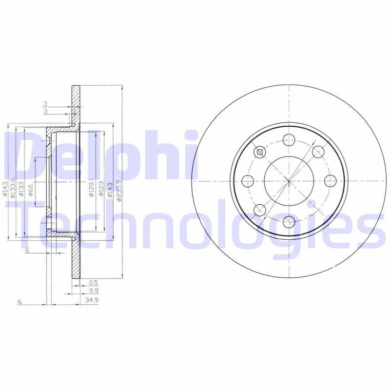 DELPHI 236x10mm, 4, solid, Oiled, Untreated Ø: 236mm, Num. of holes: 4, Brake Disc Thickness: 10mm Brake rotor BG2149 buy