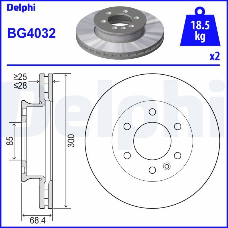 DELPHI BG4032 Brake disc A 906 421 0212