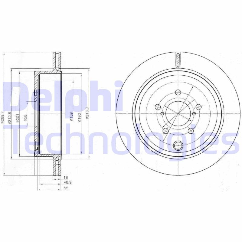 DELPHI 290x18mm, 5, Vented, Oiled, Untreated Ø: 290mm, Num. of holes: 5, Brake Disc Thickness: 18mm Brake rotor BG4288 buy