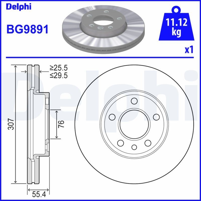 DELPHI BG9891 Brake disc 7E0 615 301D