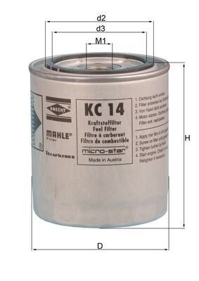 77639404 MAHLE ORIGINAL KC14 Fuel filter 5011268