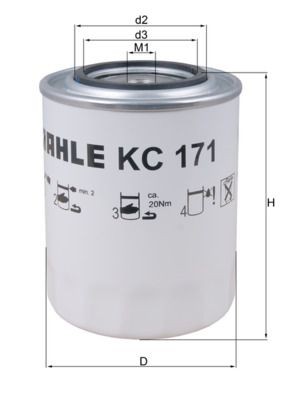76831168 MAHLE ORIGINAL Spin-on Filter Height: 169,6, 146,0mm Inline fuel filter KC 171 buy