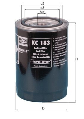 MAHLE ORIGINAL KC 183 Kraftstofffilter für RENAULT TRUCKS Major LKW in Original Qualität
