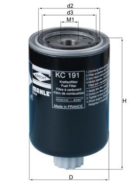 76831291 MAHLE ORIGINAL Spin-on Filter Height: 168,0mm Inline fuel filter KC 191 buy