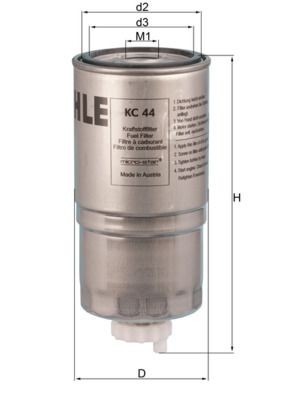 70370483 MAHLE ORIGINAL Spin-on Filter Height: 183,5mm Inline fuel filter KC 44 buy