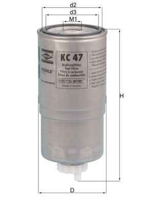 MAHLE ORIGINAL KC 47 Fuel filter Spin-on Filter