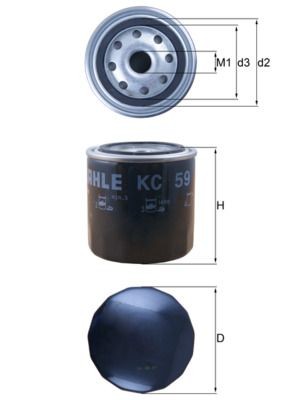 MAHLE ORIGINAL KC 59 Fuel filter Spin-on Filter