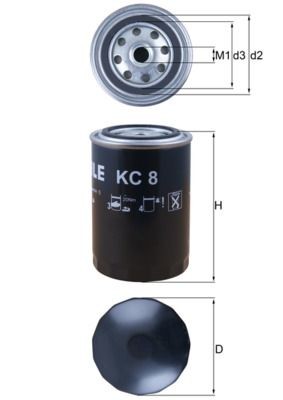 77638968 MAHLE ORIGINAL Spin-on Filter Height: 141,5, 145,0mm Inline fuel filter KC 8 buy