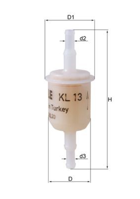 MAHLE ORIGINAL KL 13 OF Fuel filter In-Line Filter, 8mm, 6,1mm