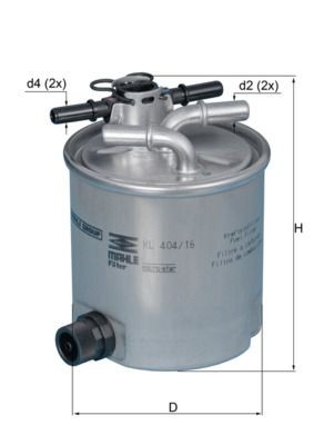 MAHLE ORIGINAL KL 404/16 Fuel filter In-Line Filter, 10mm, 10,0mm