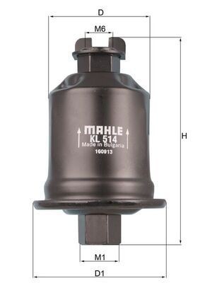 Original MAHLE ORIGINAL 70350410 Inline fuel filter KL 514 for MITSUBISHI GRANDIS
