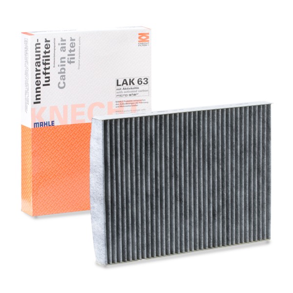 LAO63 MAHLE ORIGINAL LAK 63 alkuperäiset AUDI Sisäilmansuodatin Aktiivihiilisuodatin, 283,0 mm x 207 mm x 30,0 mm