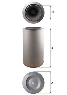 MAHLE ORIGINAL LX 1255 Air filter 611,0mm, 328,0mm, Filter Insert