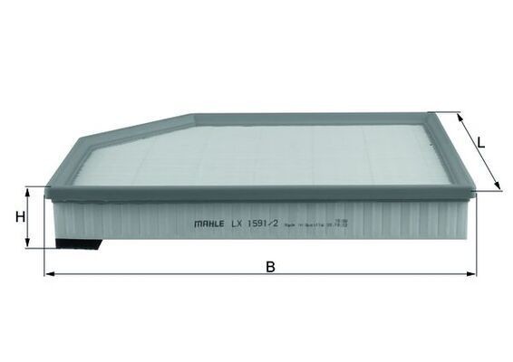MAHLE ORIGINAL LX 1591/2 Air filter 57,3mm, 346mm, 226,0mm, Filter Insert