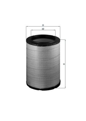 MAHLE ORIGINAL LX 1600 Air filter 494,8mm, 331,5mm, Filter Insert