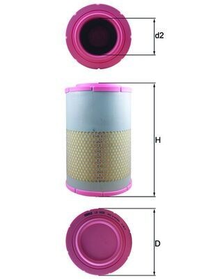 MAHLE ORIGINAL LX 1630 Air filter 344,0mm, 214,5mm, Filter Insert