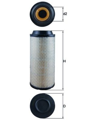 MAHLE ORIGINAL LX 1687 Air filter 366,0mm, 149,0mm, Filter Insert