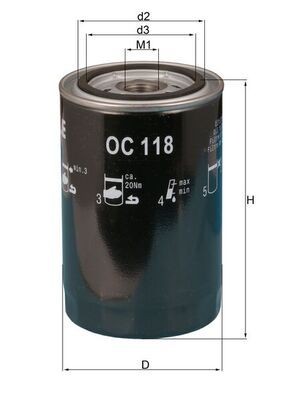 77640329 MAHLE ORIGINAL OC118 Oil filter 0003132302