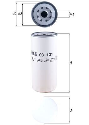 OC121 Oil filter 76605018 MAHLE ORIGINAL 1 1/8