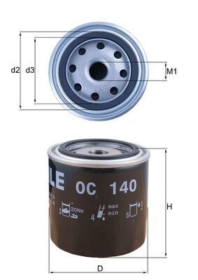MAHLE ORIGINAL OC 140 Oil filter 3/4
